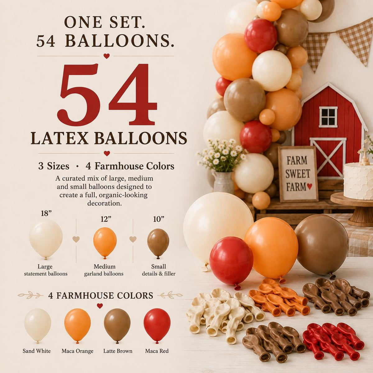 Farmhouse Balloon Add-On Set | 54 Latex Balloons