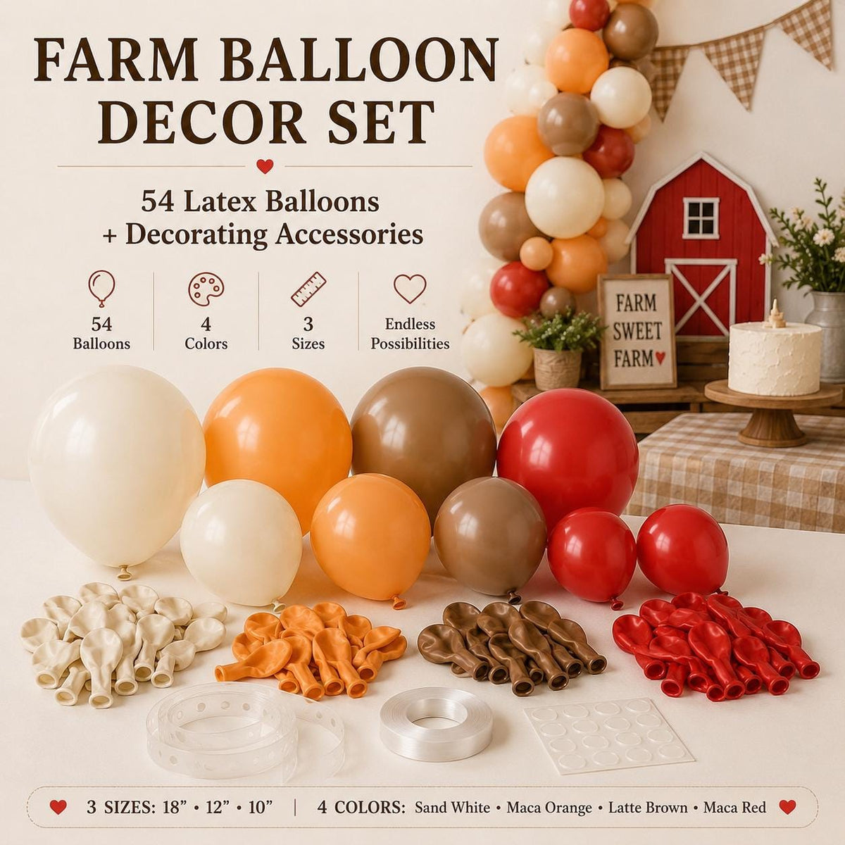 Farmhouse Balloon Add-On Set | 54 Latex Balloons