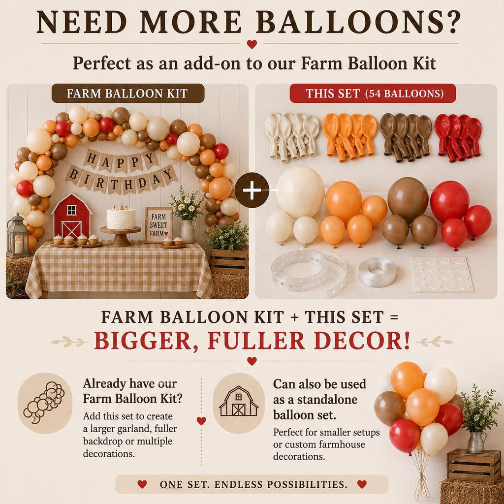 Farmhouse Balloon Add-On Set | 54 Latex Balloons