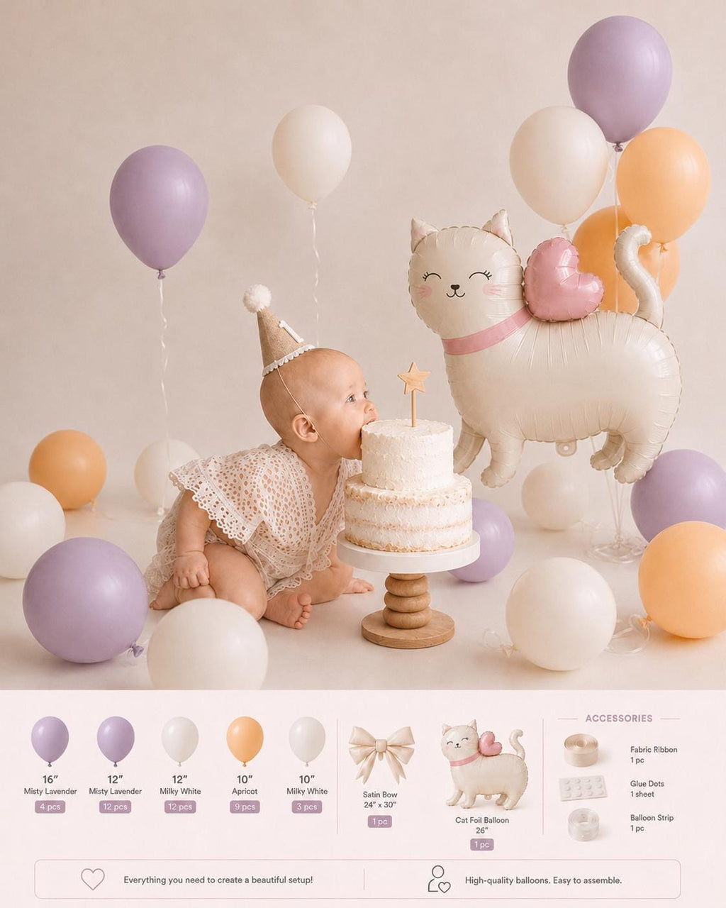 Kitty Balloon Garland Kit | Sleepover Birthday Party Decor