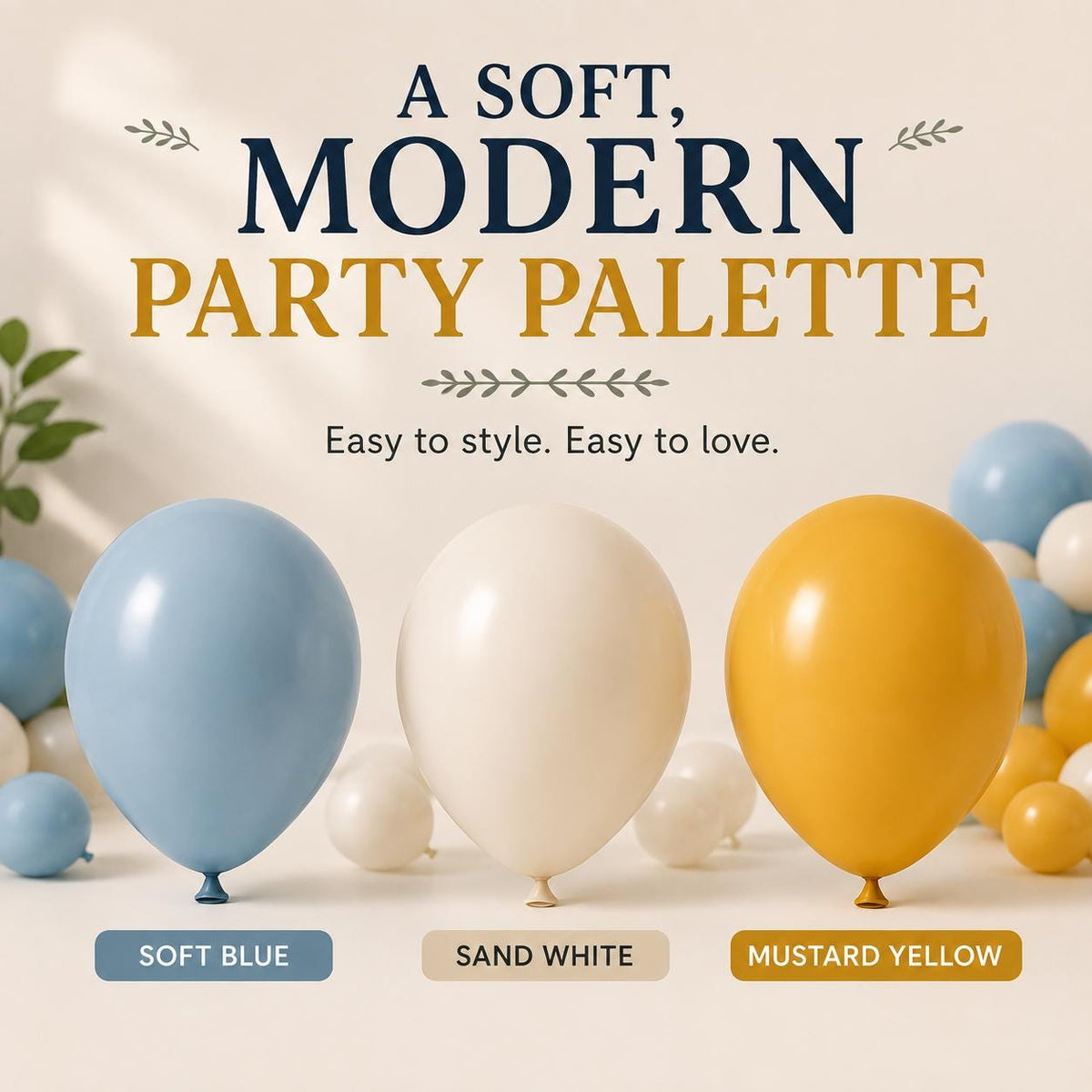 Balloon Garland Kit, 45 Blue White Yellow Balloons, Party Decor