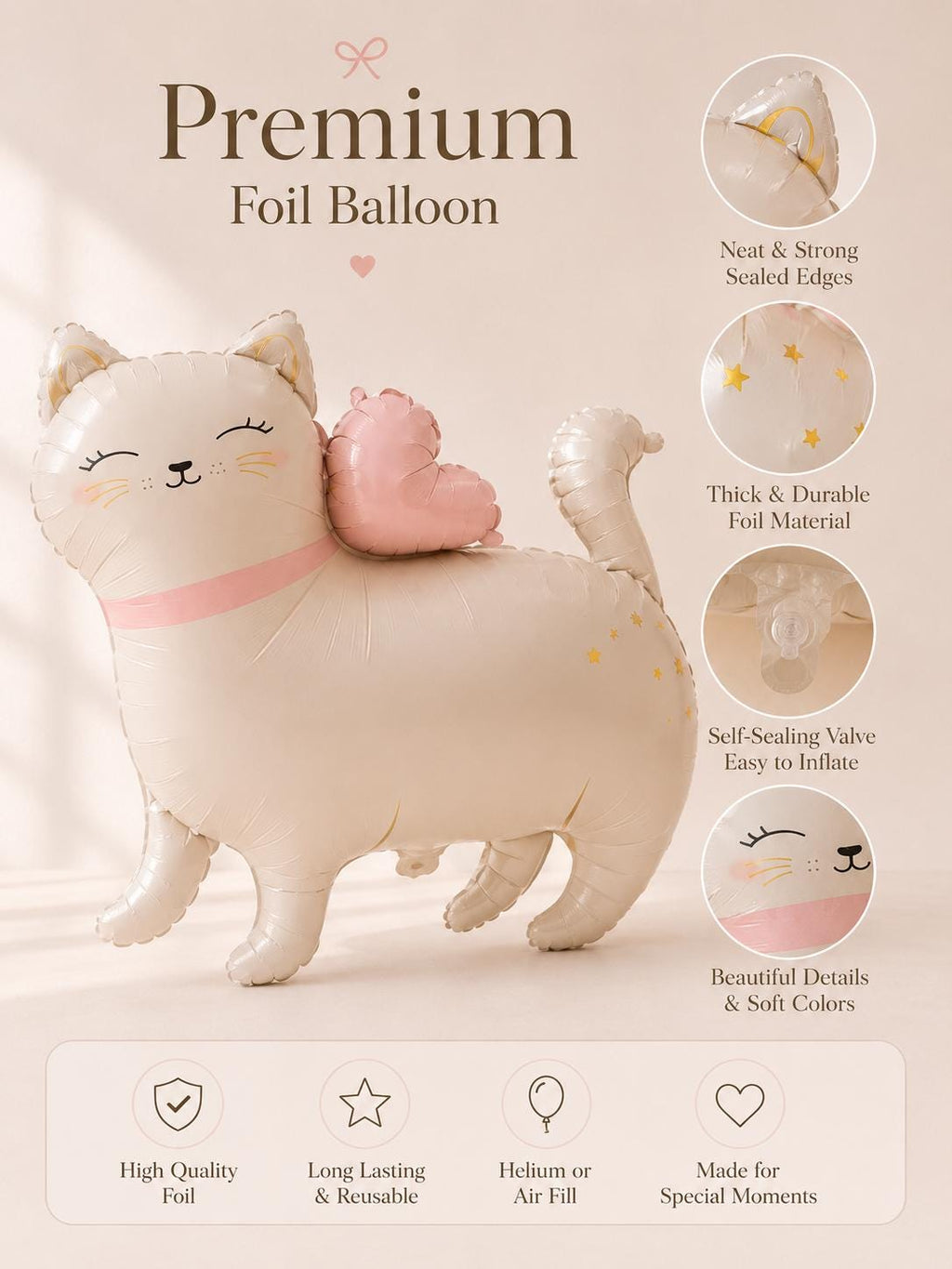 Kitty Foil Balloon | Sleepover Birthday Party Decor