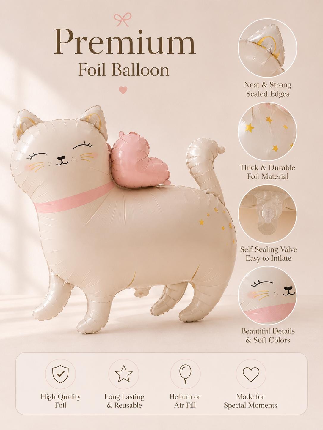 Kitty Foil Balloon | Sleepover Birthday Party Decor
