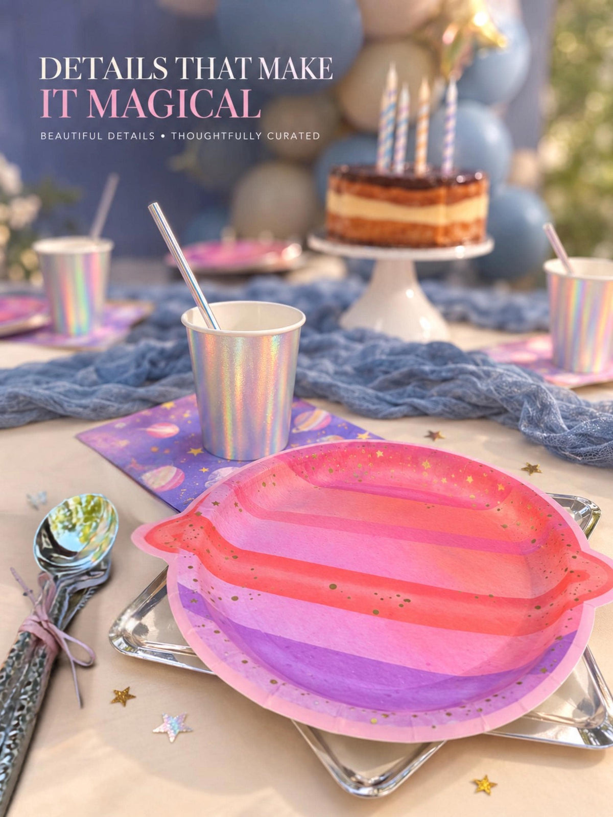 Space Party Table Set for 8 | Celestial Birthday Tableware