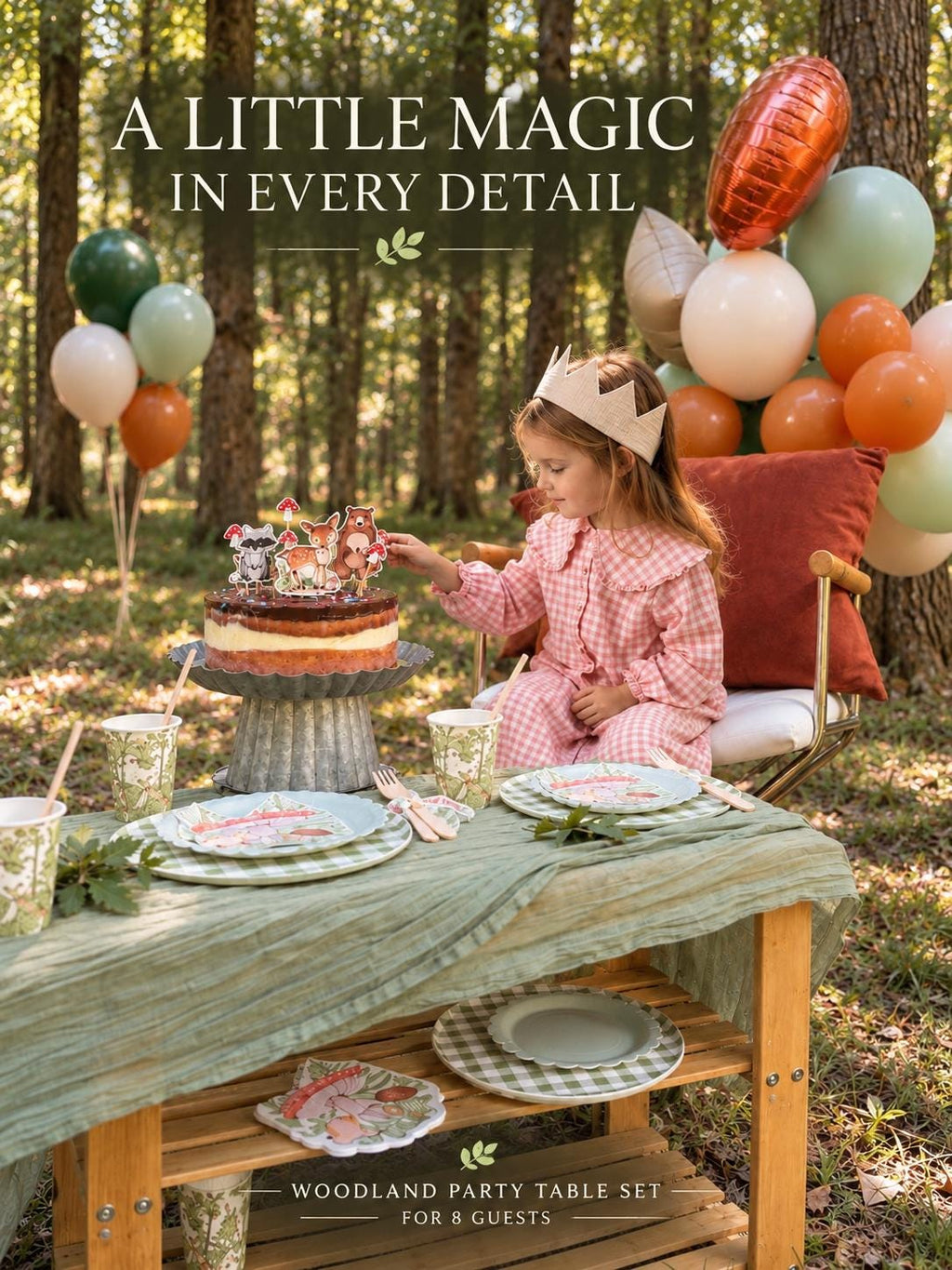 Woodland Party Table Set for 8 | Forest Birthday Tableware