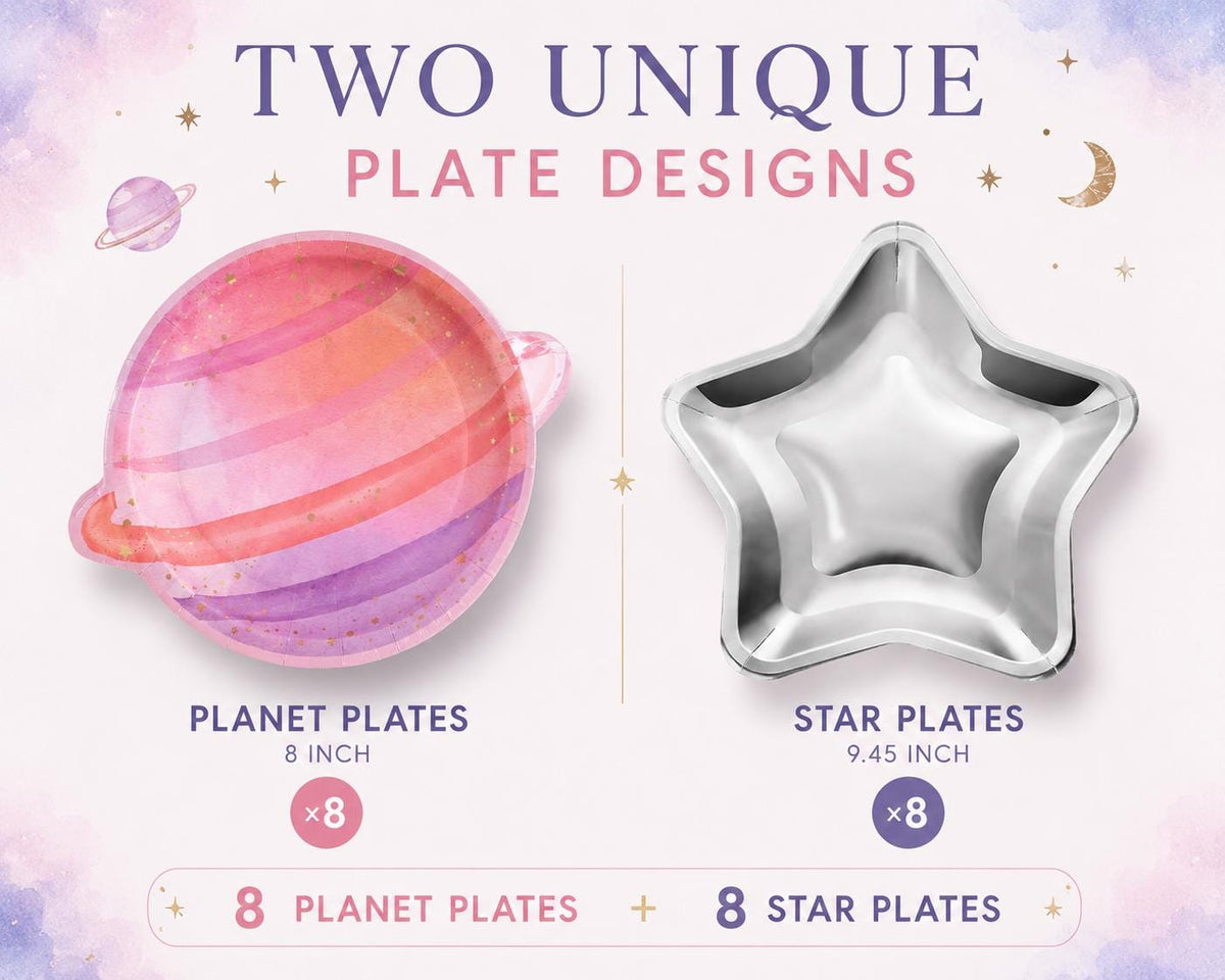 Space Party Table Set for 8 | Celestial Birthday Tableware