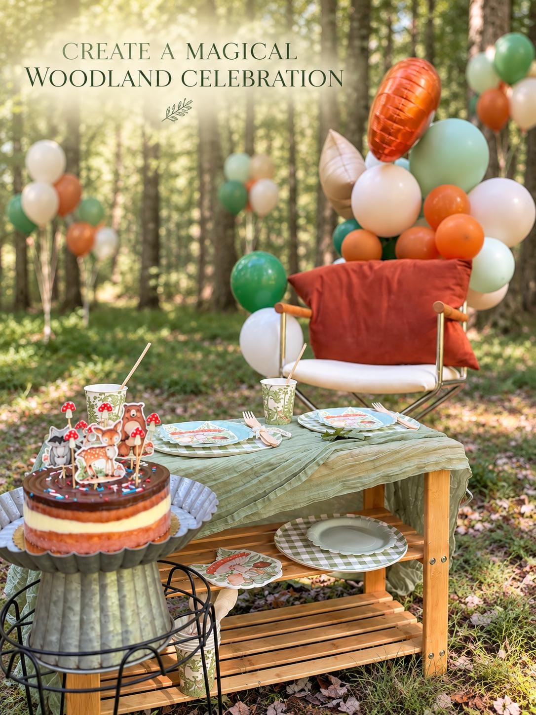 Woodland Party Table Set for 8 | Forest Birthday Tableware
