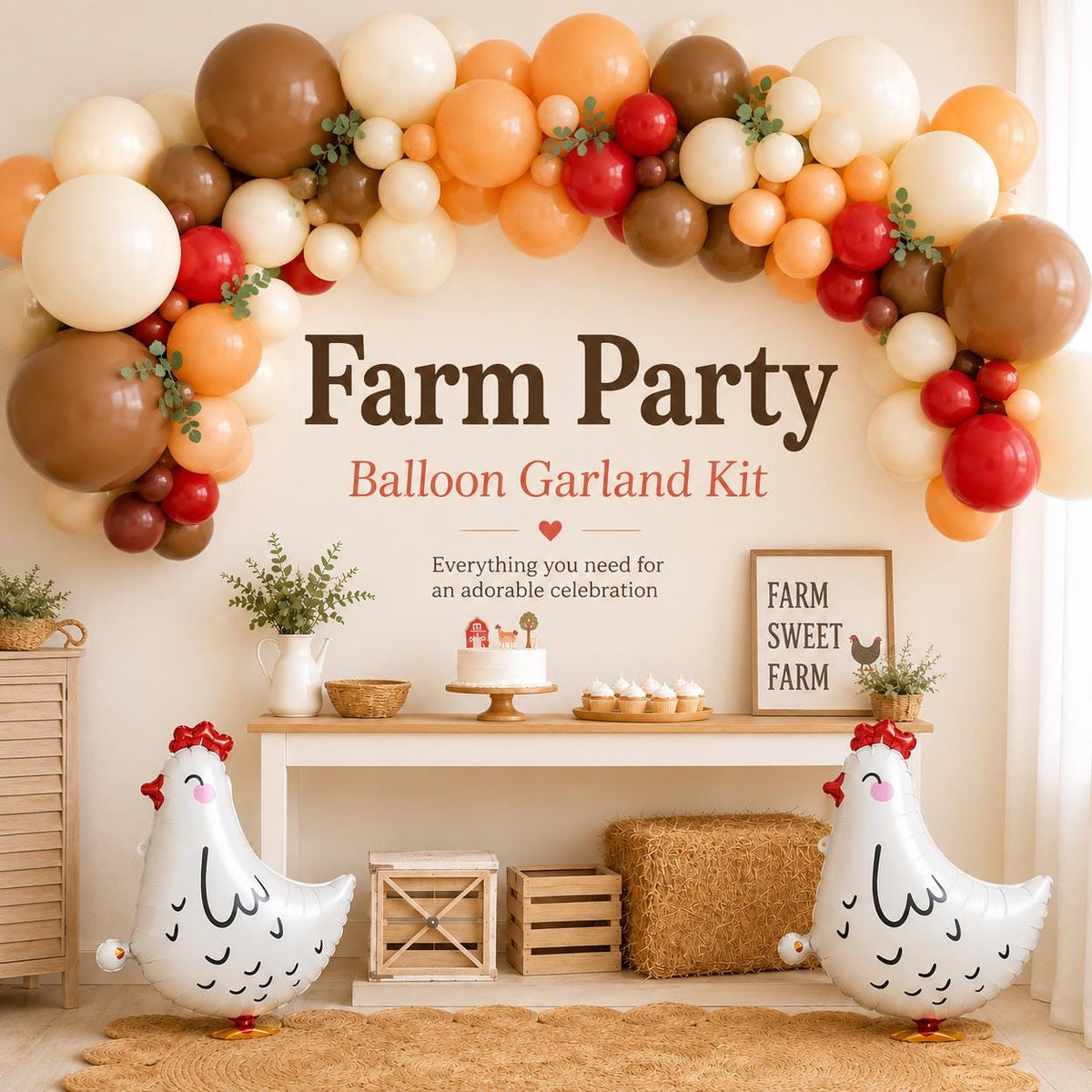 Farm Balloon Garland Kit | Barnyard Birthday Party Decor