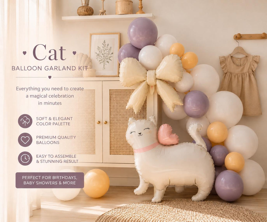 Kitty Balloon Garland Kit | Sleepover Birthday Party Decor