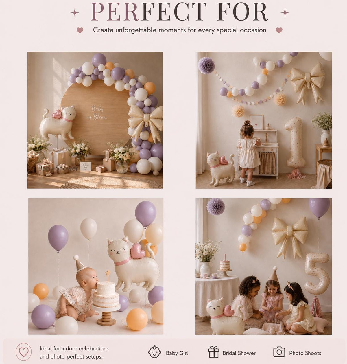 Kitty Balloon Garland Kit | Sleepover Birthday Party Decor