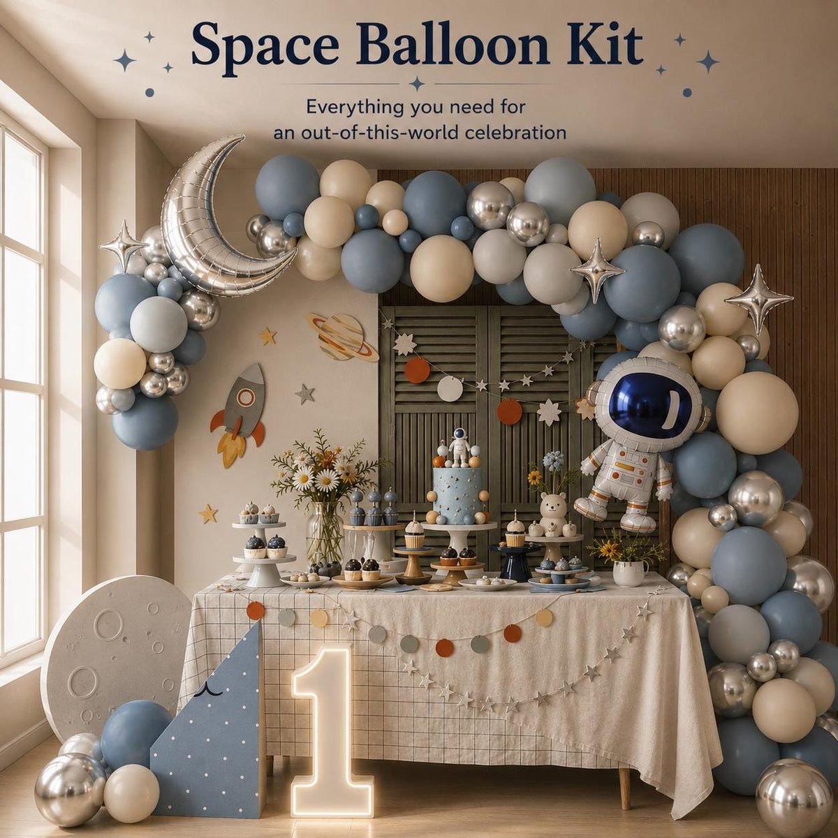 Space Balloon Garland Kit | Astronaut Birthday Party Decor
