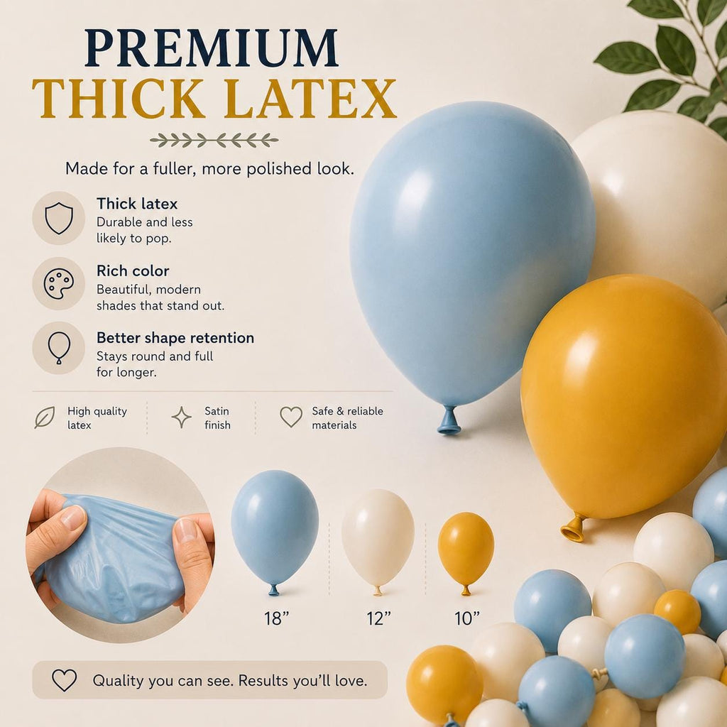 Balloon Garland Kit, 45 Blue White Yellow Balloons, Party Decor
