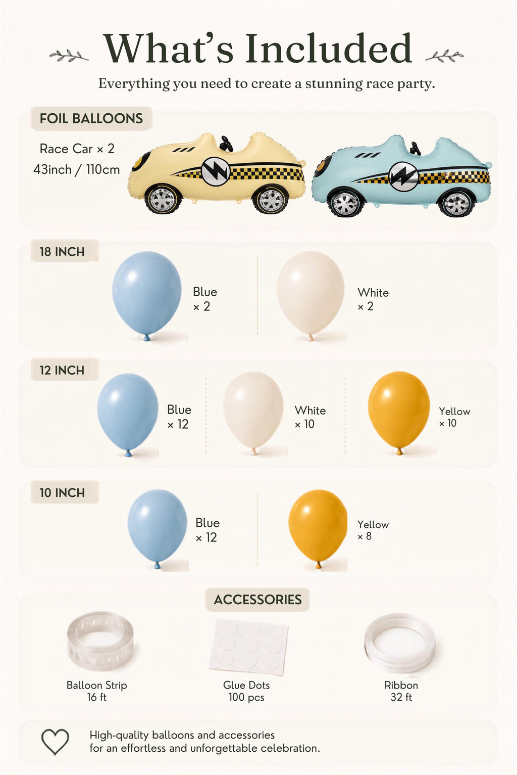 Race Car Balloon Garland Kit | Race Birthday Party Decor