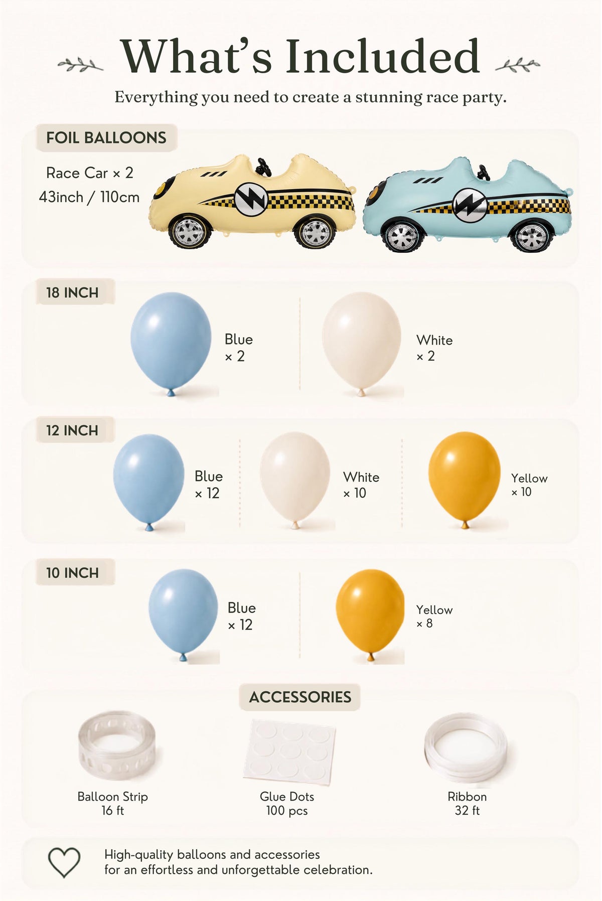 Race Car Balloon Garland Kit | Race Birthday Party Decor