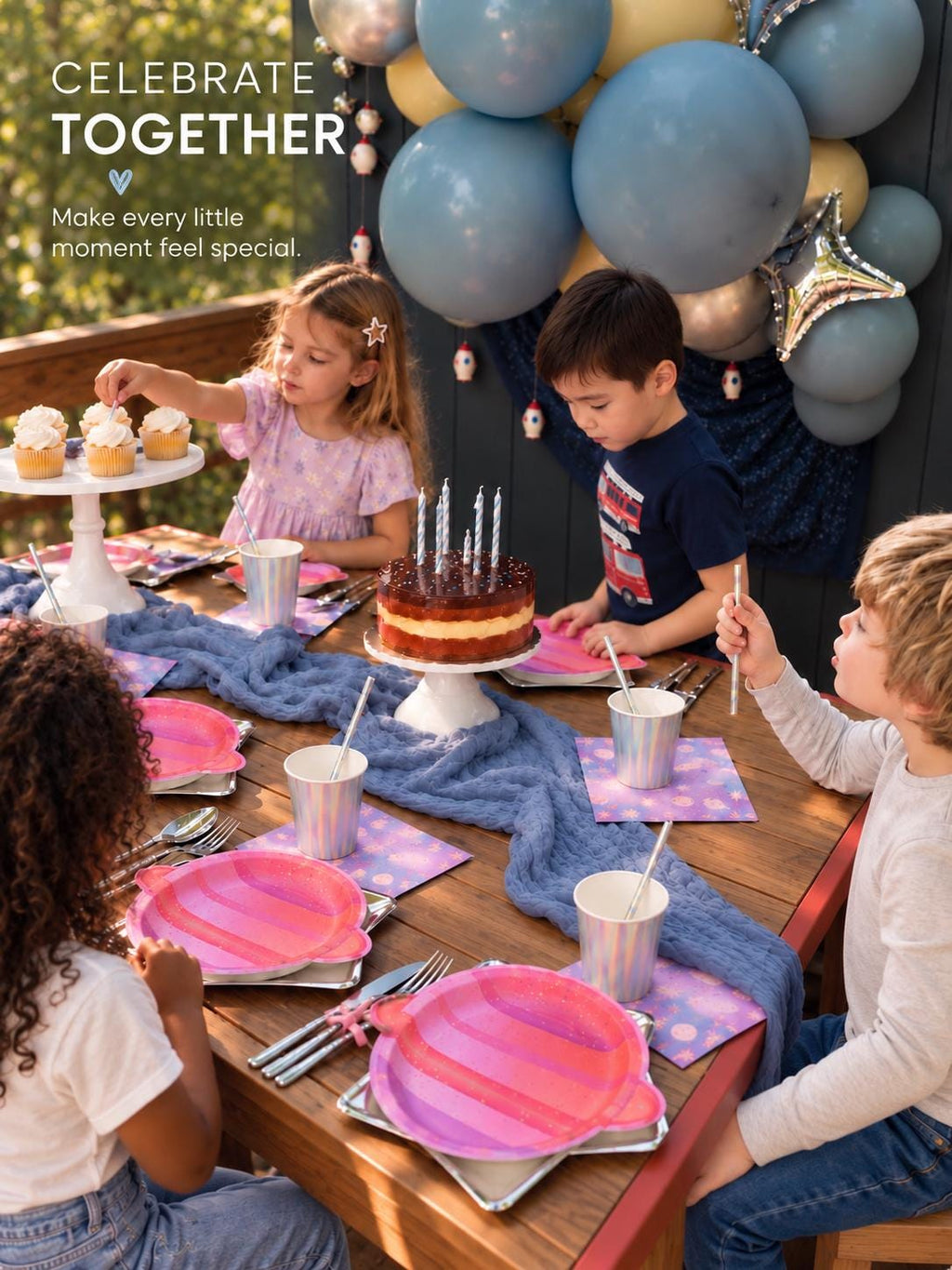 Space Party Table Set for 8 | Celestial Birthday Tableware