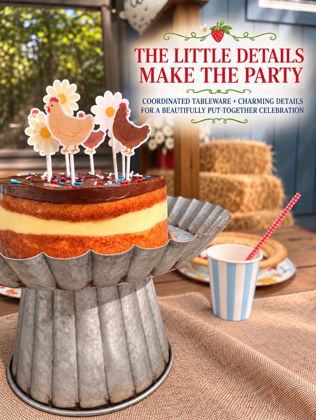 Farm & Garden Party Table Set for 8 | Farmhouse Birthday Tableware
