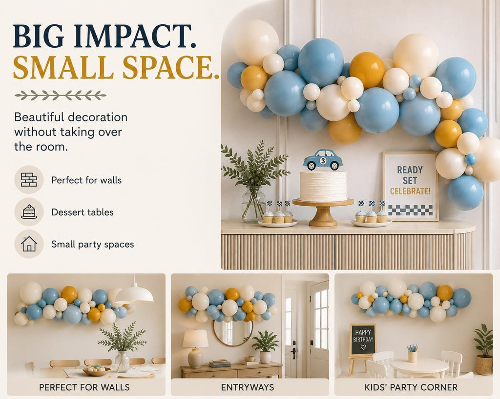 Balloon Garland Kit, 45 Blue White Yellow Balloons, Party Decor