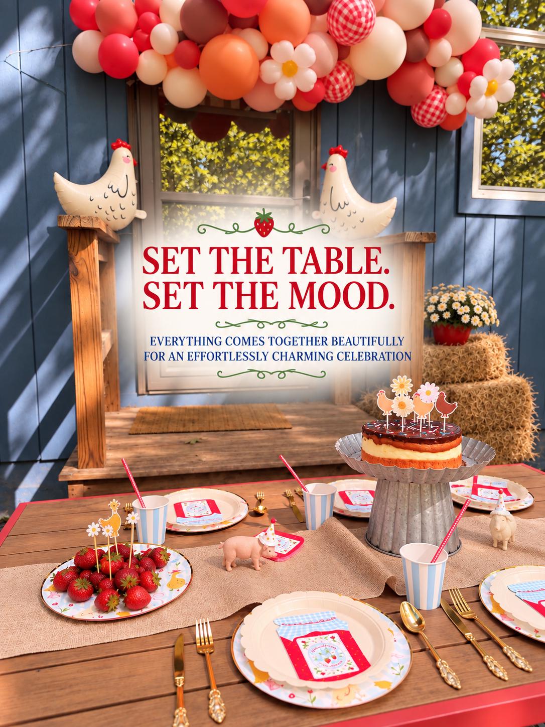 Farm & Garden Party Table Set for 8 | Farmhouse Birthday Tableware