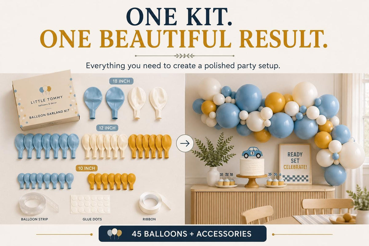 Balloon Garland Kit, 45 Blue White Yellow Balloons, Party Decor