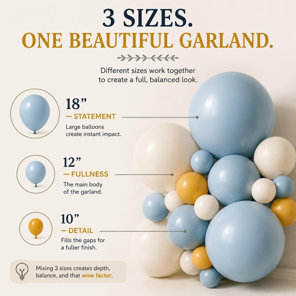 Balloon Garland Kit, 45 Blue White Yellow Balloons, Party Decor
